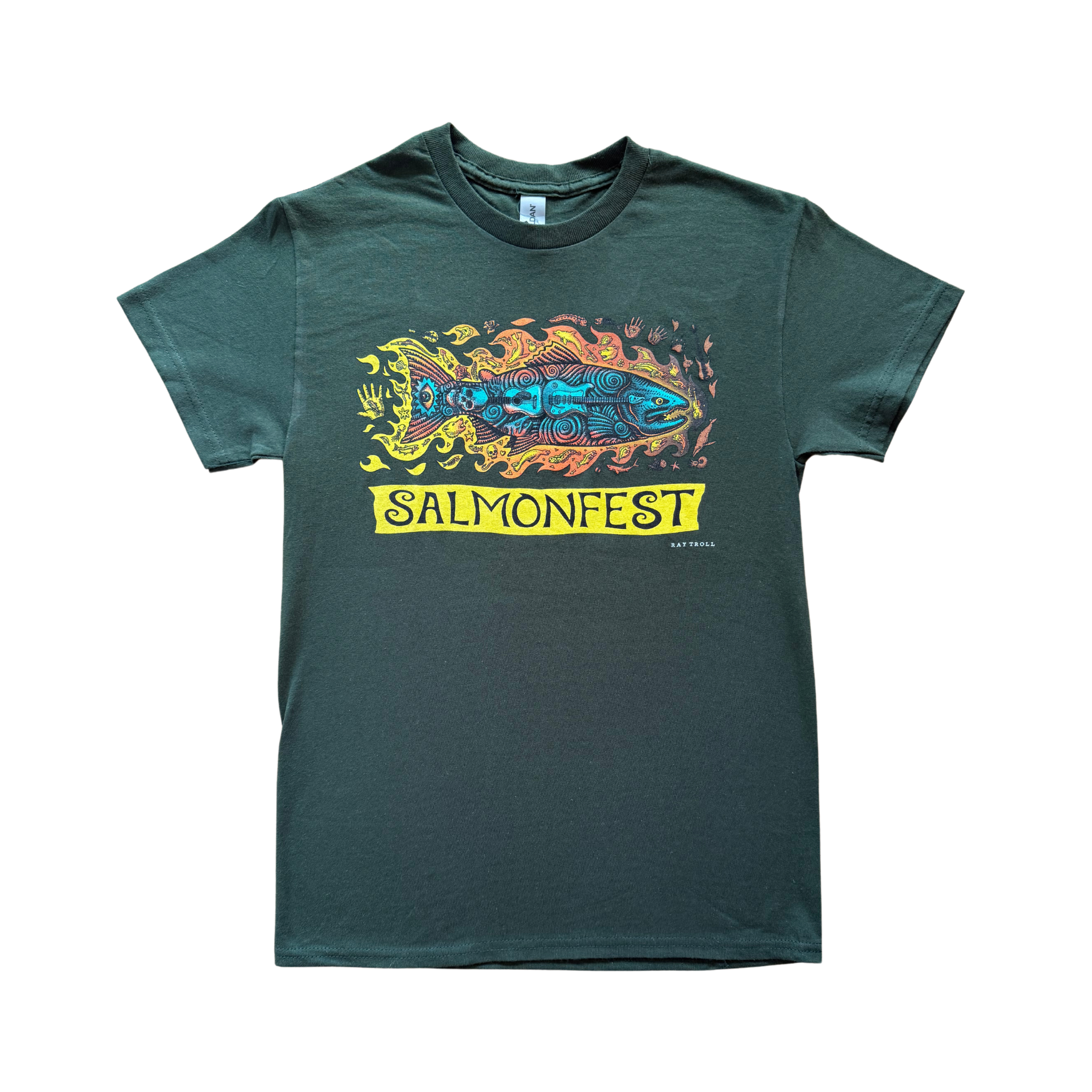 2024 Guitar Salmon Line Up Tee - Forest Green